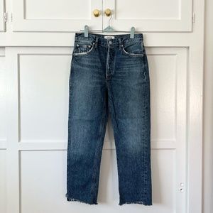Agolde Riley High Rise Straight Crop Jeans in Disguise Wash Size 26
